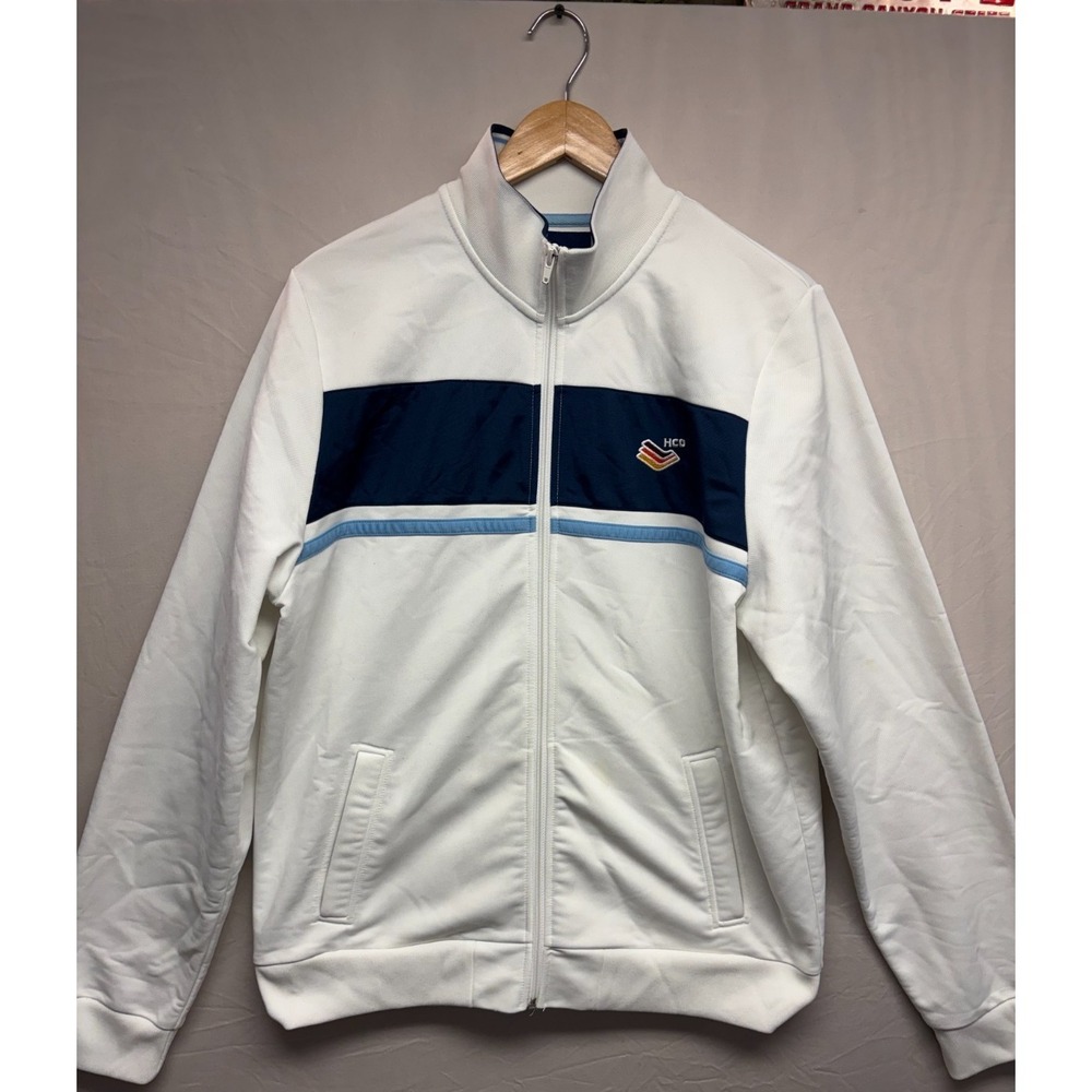 Hollister Athletics Full Zip Track Jacket Mens White Long Sleeve Streetwear XL